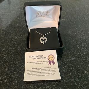 0.10 Carat Round Diamond Ladies Irish Claddagh Heart Pendant CT Sterling Silver